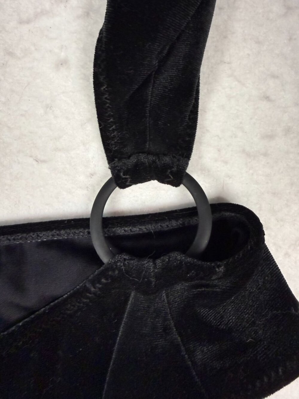 Kendall & Kylie Black Velvet Cabana Cut Out Ring One Piece Swimsuit Size Large - Picture 2 of 13